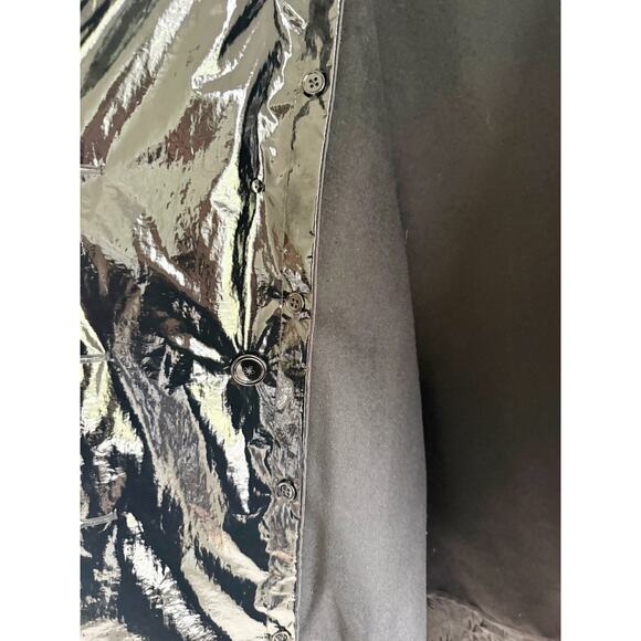 NWT Jane Post Military Trench Black Double Breasted Raincoat High Shine Black M - Picture 6 of 13